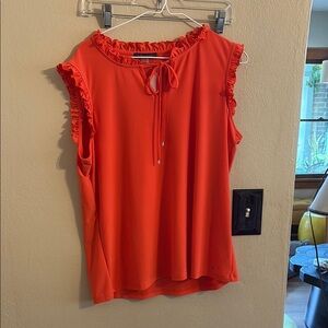 Tommy Hilfiger Orange Sleeveless Ruffled Blouse